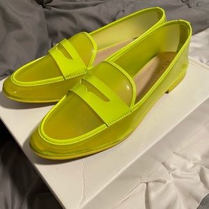 Lime green rubber loafers